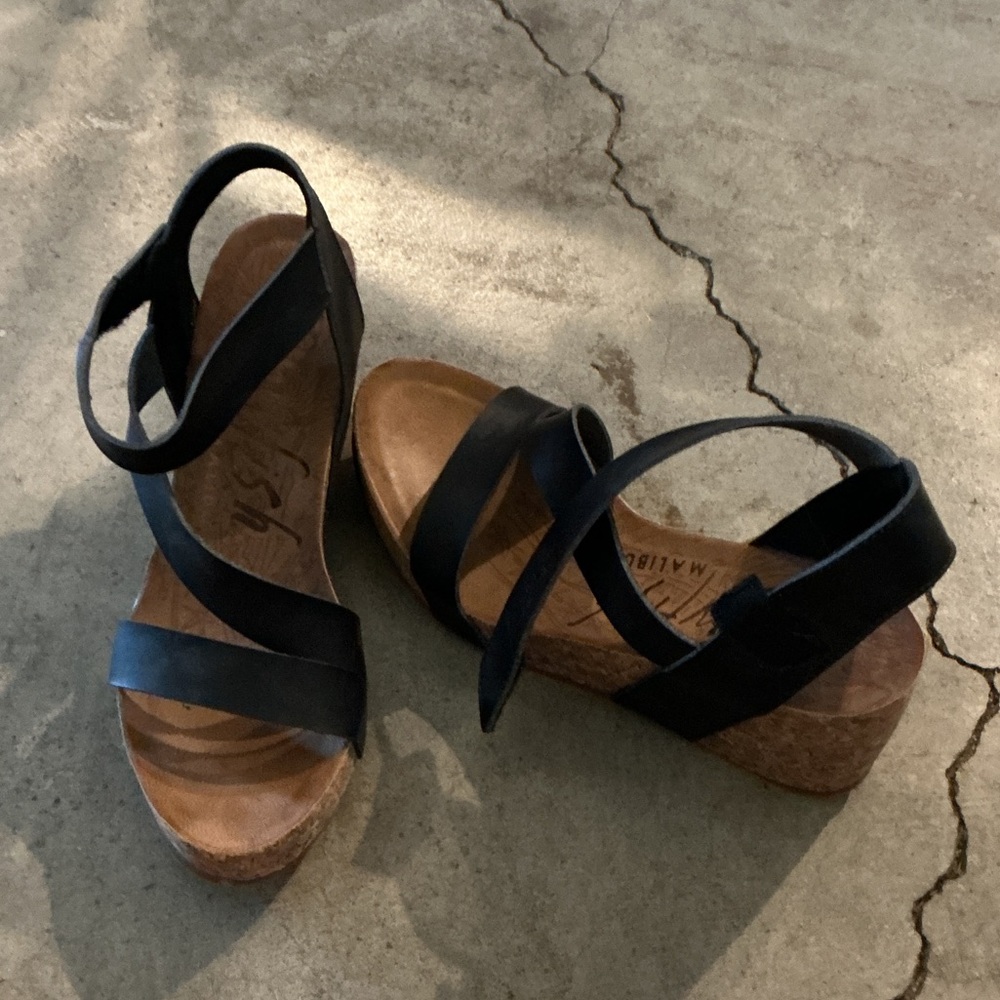 Chic Black Wedge Sandals